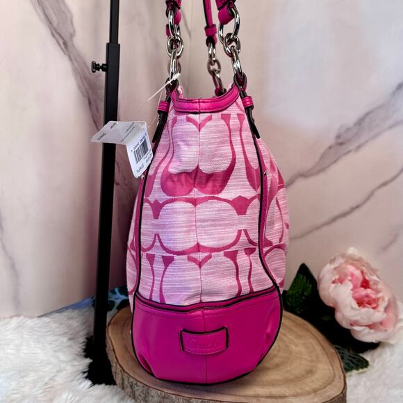 NWT Coach Alexandra Signature C Shoulder Bag Pink with Silver Hardware - Picture 4 of 13